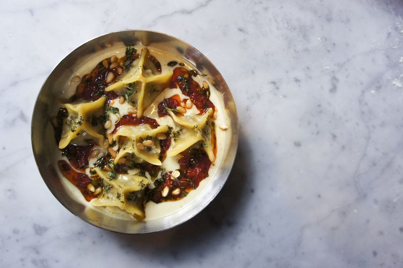 Beef and sour cherry manti at Kyseri.. Kyseri